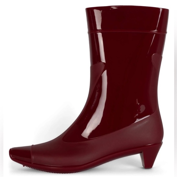 Jeffrey Campbell Glossy - Burgundy Rain Boots Size 8 - Picture 4 of 5
